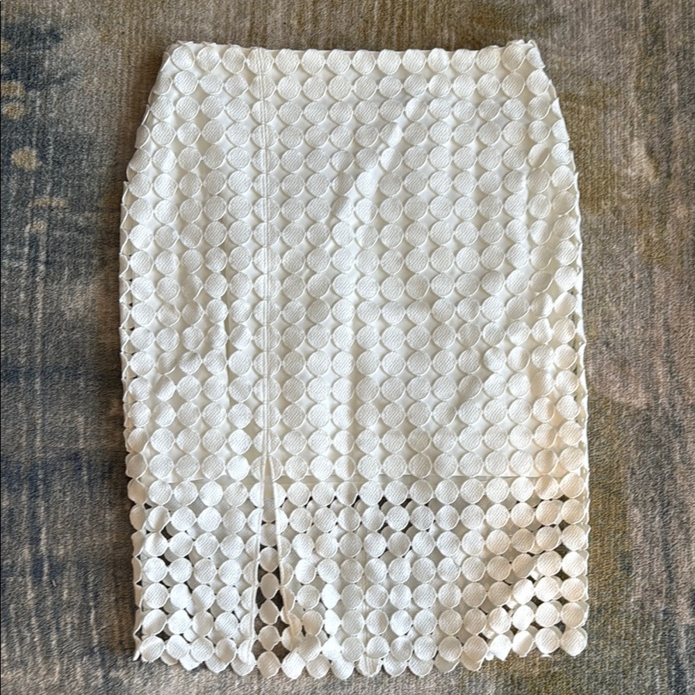 White House Black Market Cream Embellished Pencil Skirt